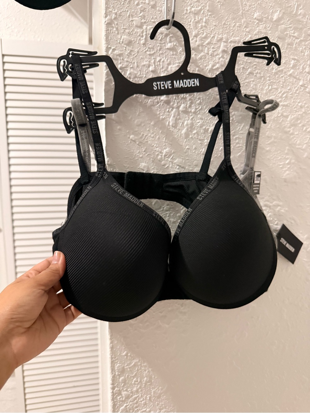 Steve Madden Black Padded Bra with Branded Straps